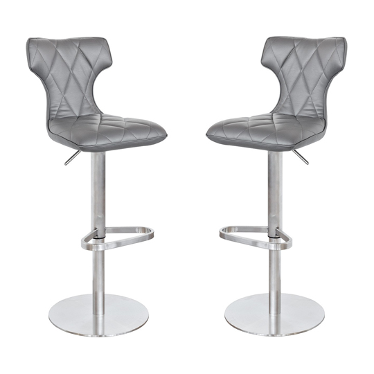 Photo of Ava grey leather bar stool in pair