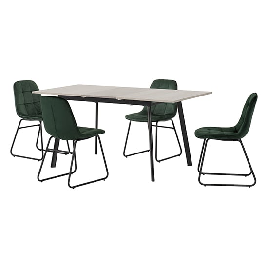 Read more about Avah extending concrete effect dining table 4 lyster green chair