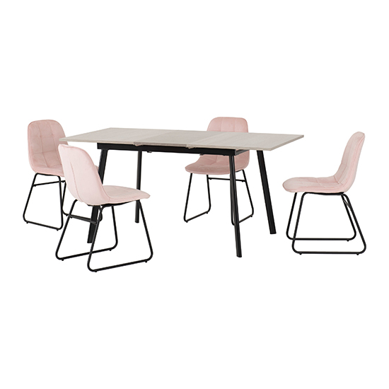 Read more about Avah extending concrete effect dining table 4 lyster pink chair