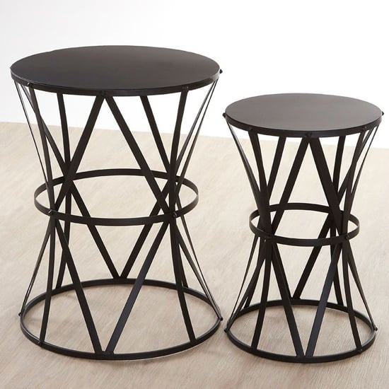 Read more about Avanto black metal set of 2 side tables with cross design frame