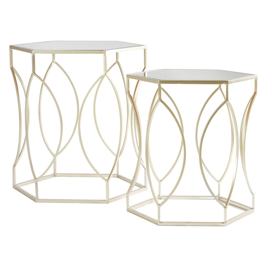 Photo of Avanto hexagonal glass set of 2 side tables with oval frame
