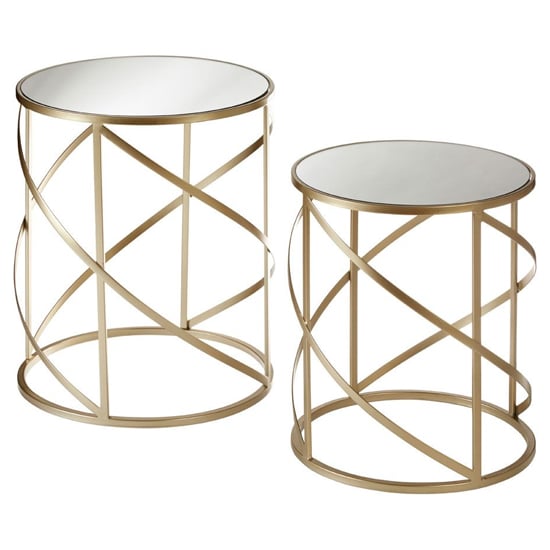 Read more about Avanto round glass set of 2 side tables with swirl metal frame