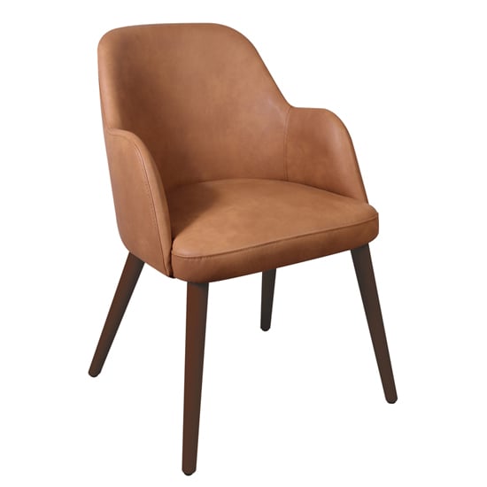 Product photograph of Avelay Faux Leather Armchair In Vintage Cognac from Furniture in Fashion