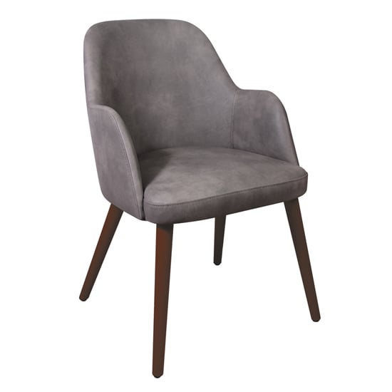 Photo of Avelay faux leather armchair in vintage steel grey