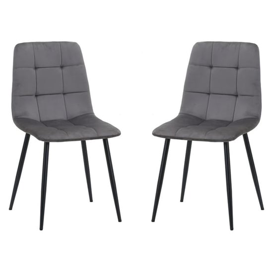 avenel grey fabric dining chairs in pair