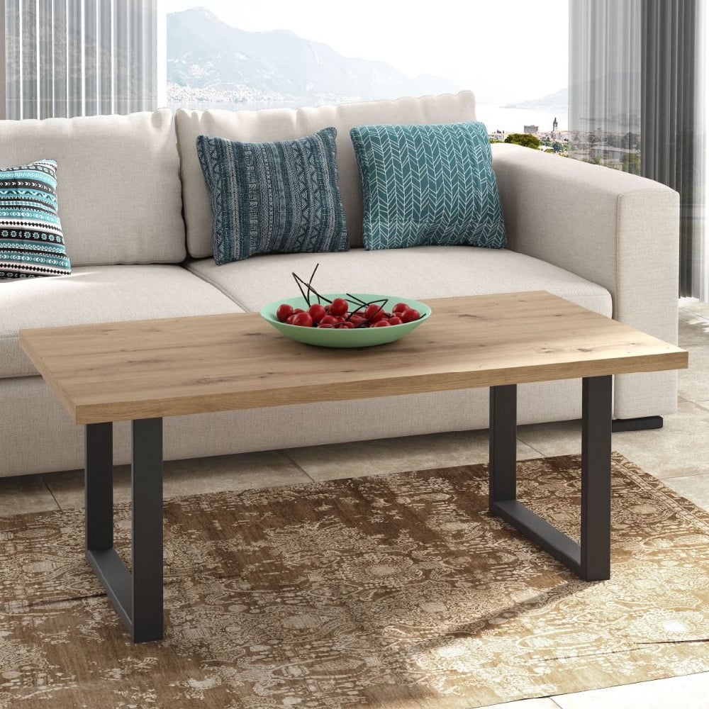 Product photograph of Avenel Wooden Rectangular Coffee Table In Artisan Oak from Furniture in Fashion