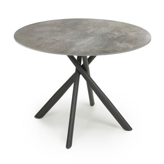 Product photograph of Accro Round Glass Top Dining Table In Grey from Furniture in Fashion