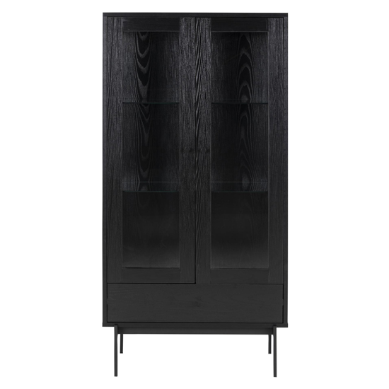 Avilo 2 Glass Doors And 1 Drawer Display Cabinet In Ash Black ...