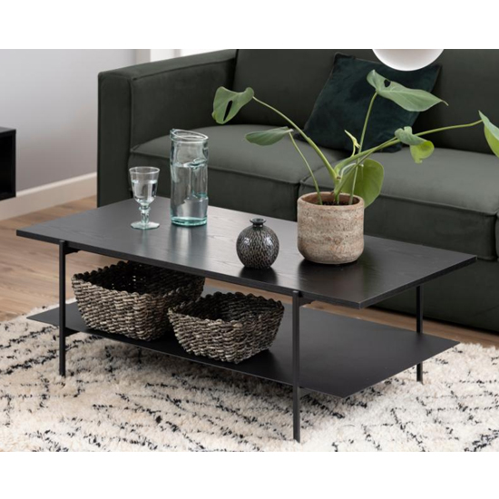 Product photograph of Avilo Wooden Coffee Table In Ash Black With Undershelf from Furniture in Fashion