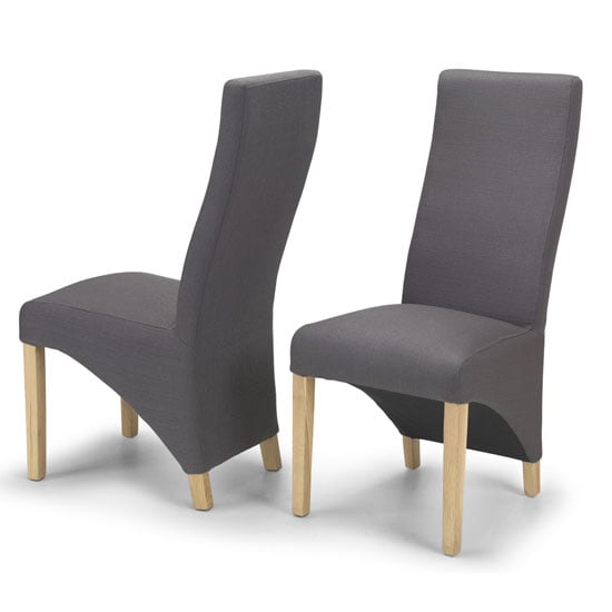 Read more about Devon grey polyester dining chairs in a pair with natural legs