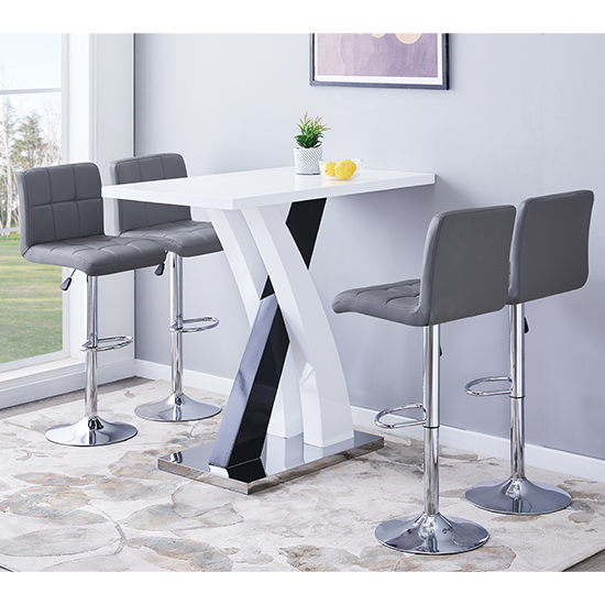 axara bar table rectangular in white and grey high gloss