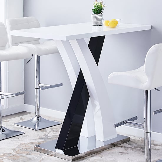 Read more about Axara high gloss bar table rectangular in white and black