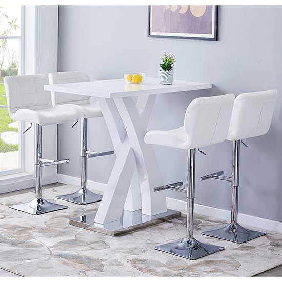 axara bar table rectangular in white and grey high gloss