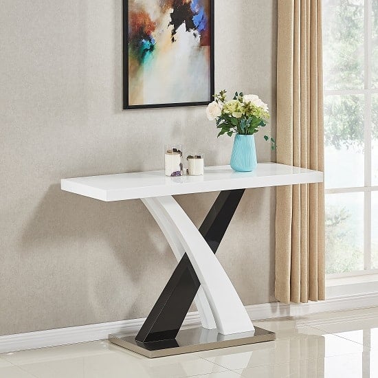 Read more about Axara console table rectangular in white and black high gloss