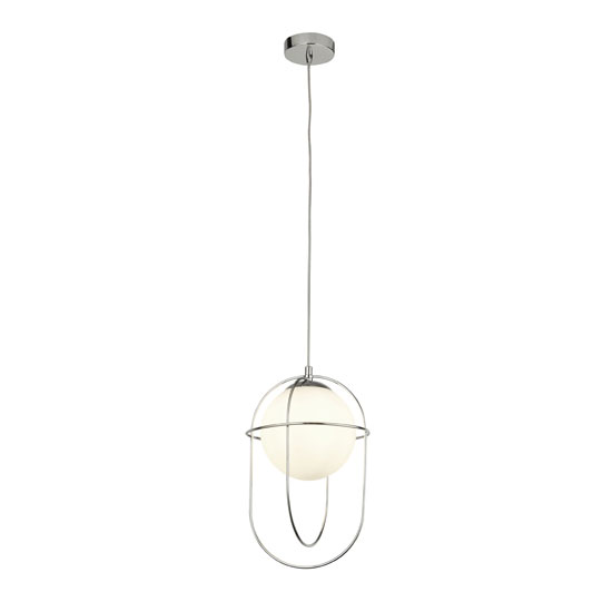 Product photograph of Axis 1 Pendant Light In Chrome With Opal Glass Ball from Furniture in Fashion