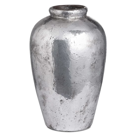 Read more about Axon tall metallic ceramic vase in silver