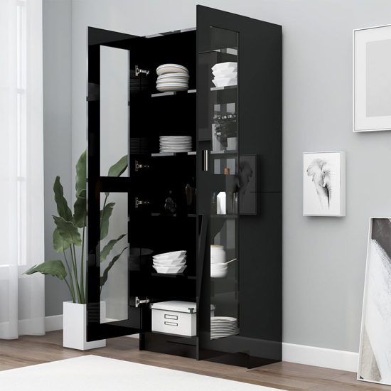 Axtan High Gloss Display Cabinet With 2 Doors In Black | Furniture in ...