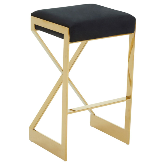 Photo of Azaltro black velvet bar stool with gold steel frame