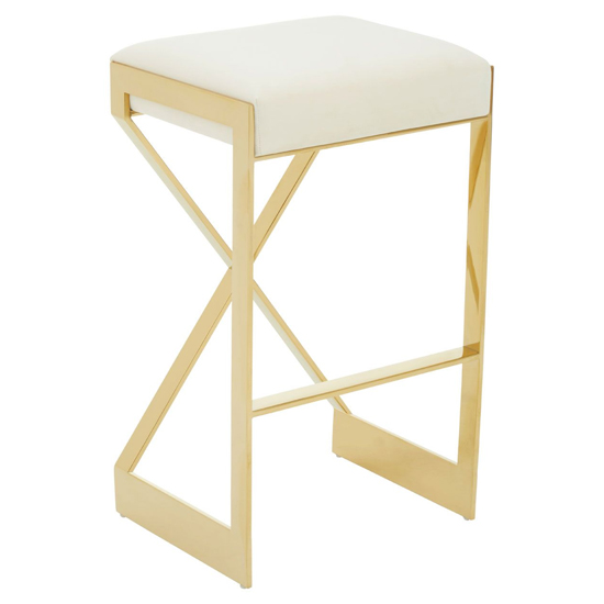Photo of Azaltro ivory velvet bar stool with gold steel frame