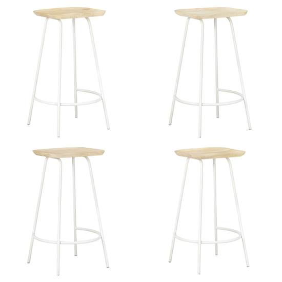 Photo of Azul set of 4 wooden bar stools with white frame in natural
