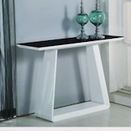 Photo of Azurro glass console table in black and high gloss white