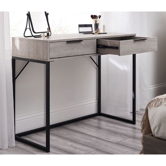 Product photograph of Baara Wooden Dressing Table With 2 Drawers In Grey Oak from Furniture in Fashion