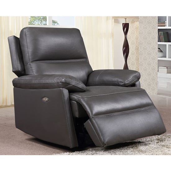 Bailey Faux Leather Recliner Armchair In Grey Furniture In Fashion 7435