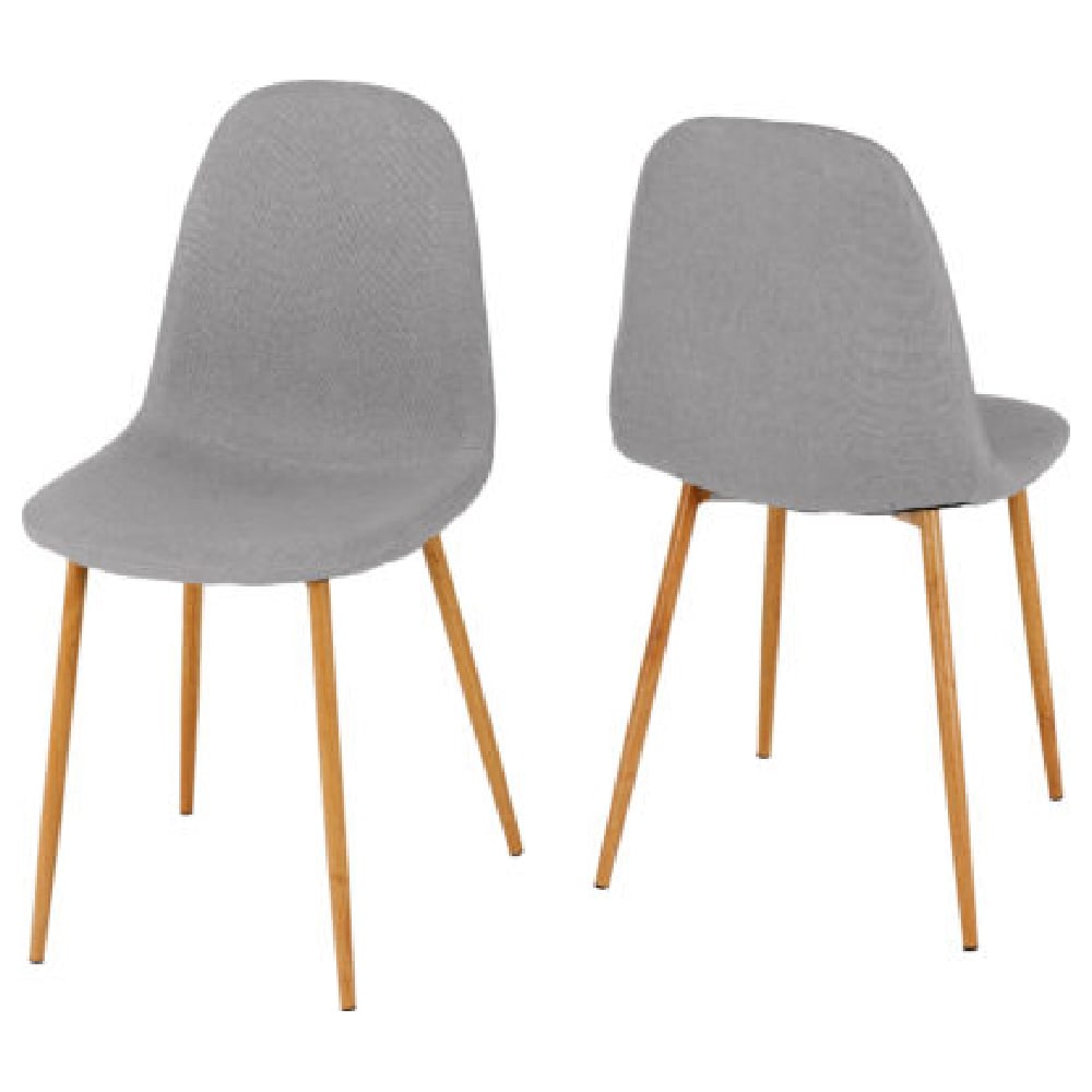 bakerloo grey fabric dining chairs with gold legs in pair