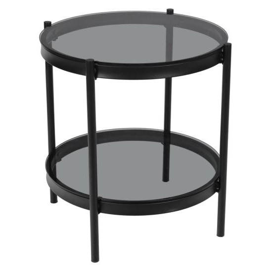 Bakersfield smoked glass side table with black metal legs £79.95