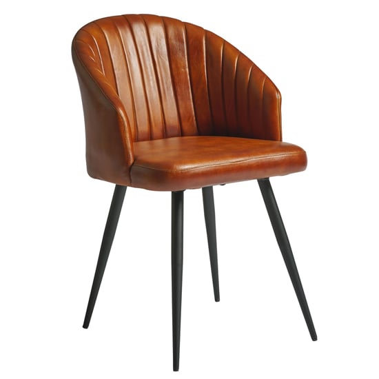 Read more about Bakewell genuine leather tub chair in bruciato tan