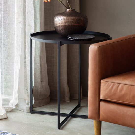 Read more about Balatro round metal coffee table in black