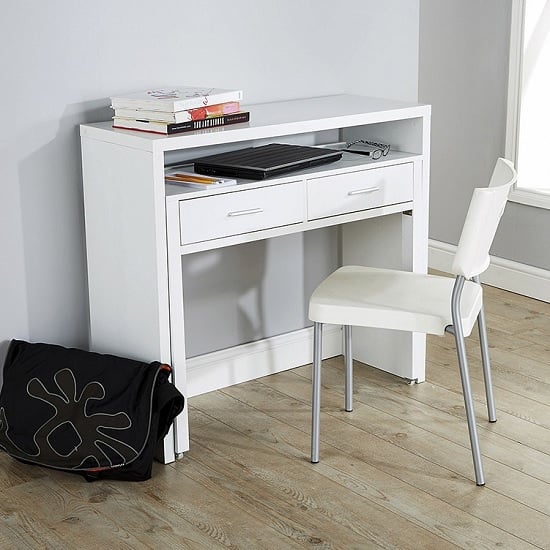 Read more about Redruth extending desk or console table with 2 drawers in white