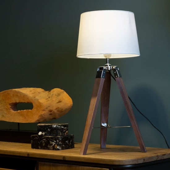 Read more about Baline natural fabric shade table lamp with brown tripod base