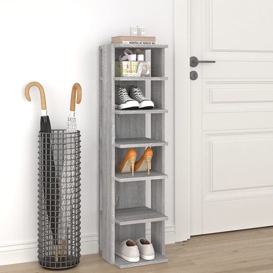 Product photograph of Balta Shoe Storage Rack With 6 Shelves In Grey Sonoma Oak from Furniture in Fashion