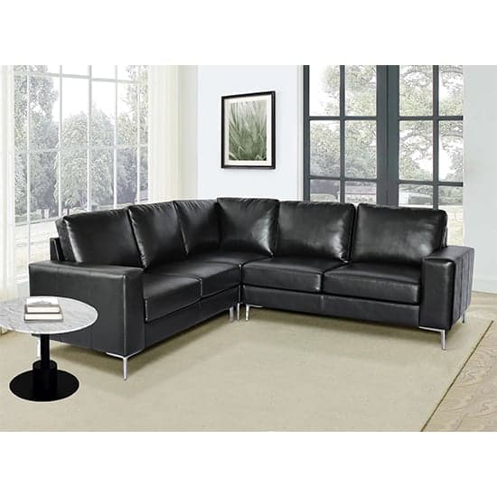 Read more about Baltic faux leather corner sofa in black