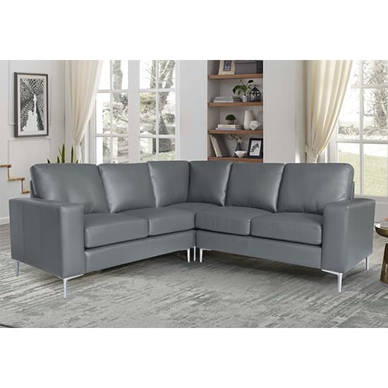 Read more about Baltic faux leather corner sofa in dark grey