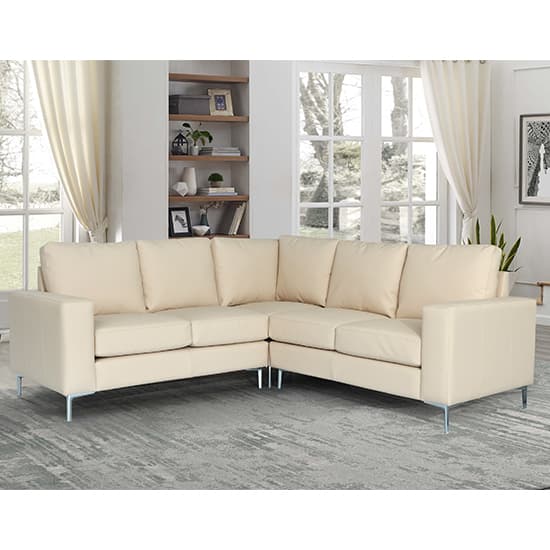 Read more about Baltic faux leather corner sofa in ivory