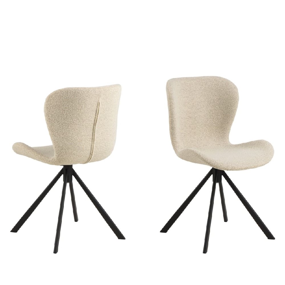 Product photograph of Bangor Cream Fabric Dining Chairs With Black Legs In Pair from Furniture in Fashion