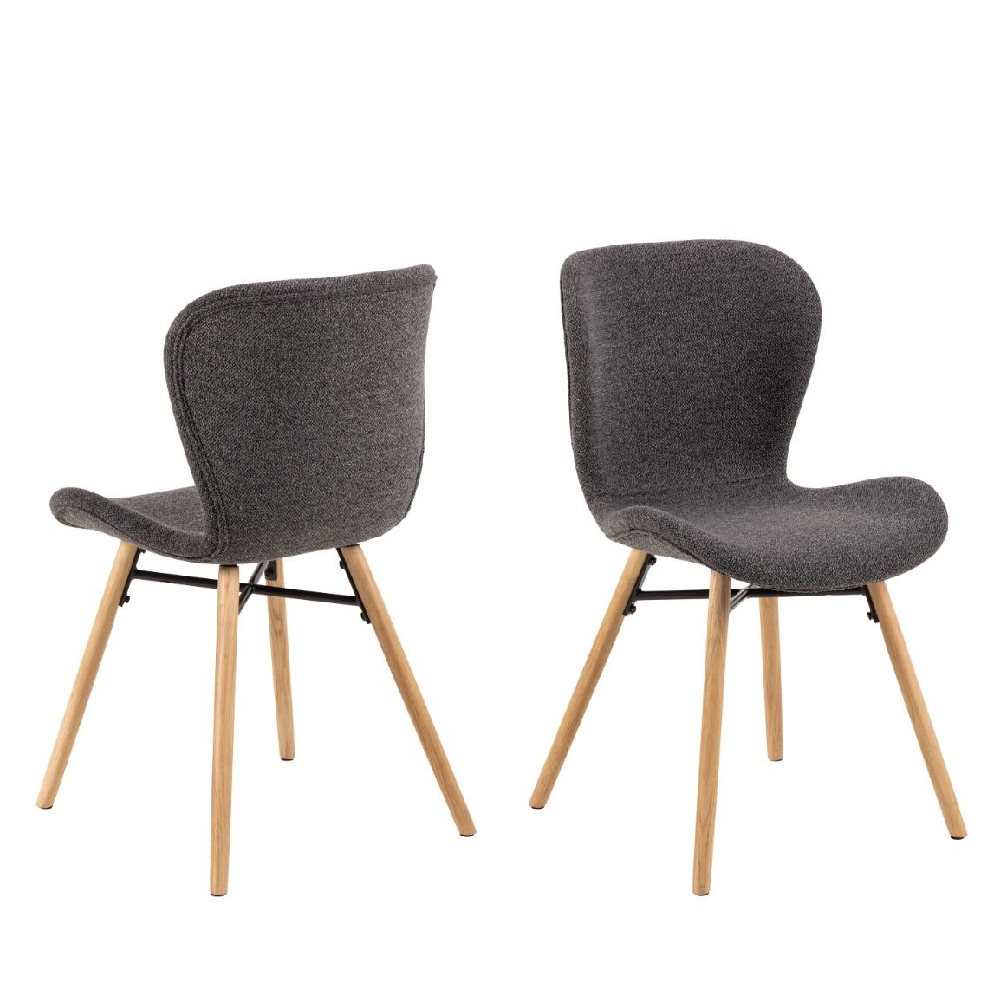 Product photograph of Bangor Dark Grey Fabric Dining Chairs With Oak Legs In Pair from Furniture in Fashion