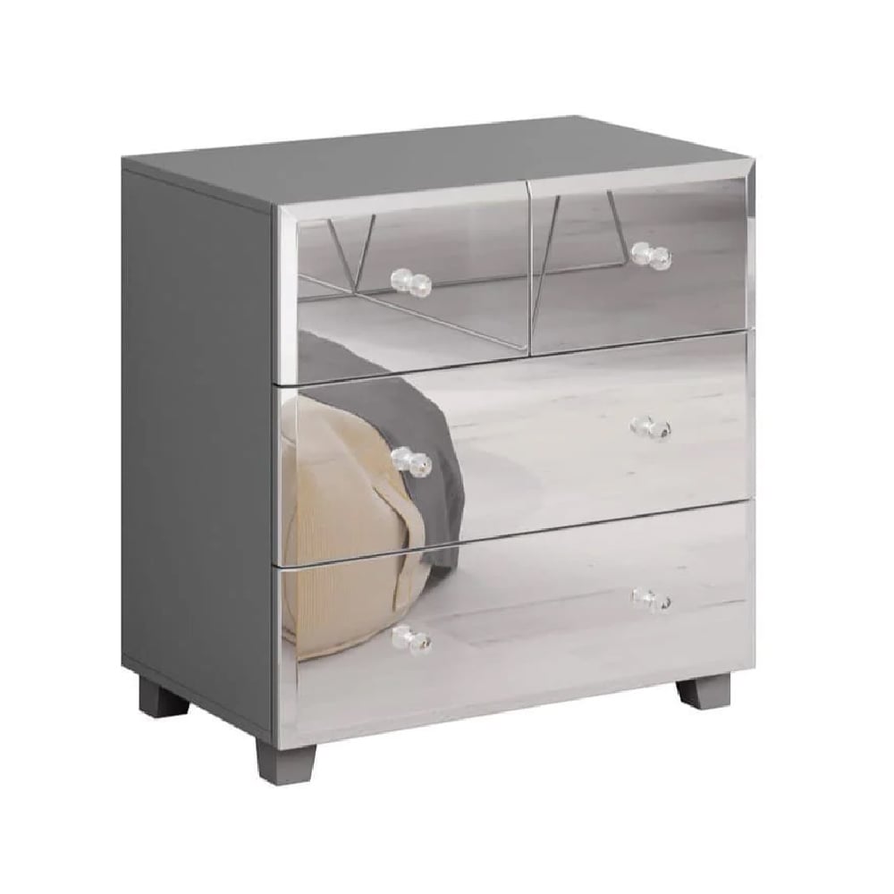 bangor mirrored chest of 3 drawers in grey