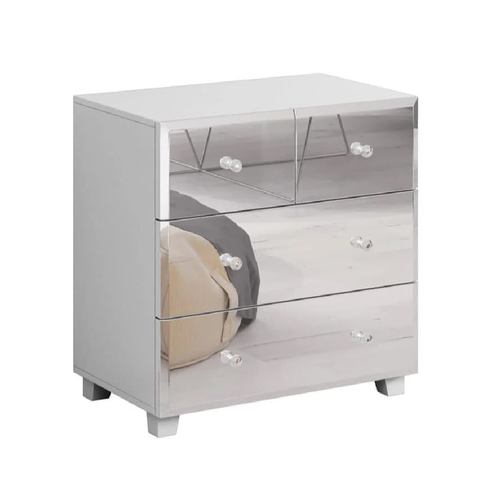 bangor mirrored chest of 3 drawers in white