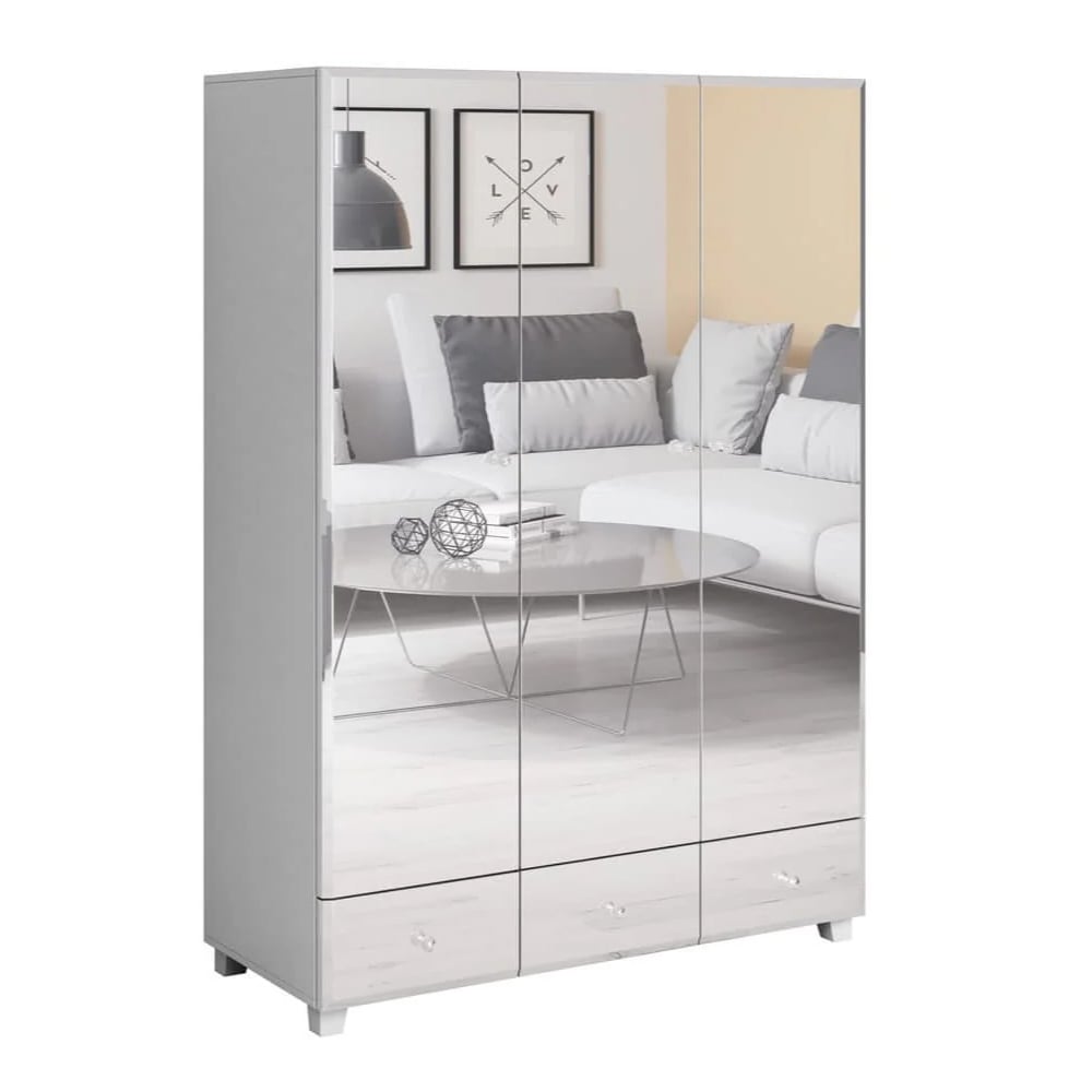 bangor mirrored wardrobe with 3 doors in white