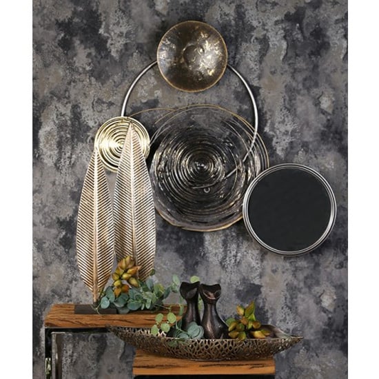 Read more about Banks metal wall art in silver and grey with mirror