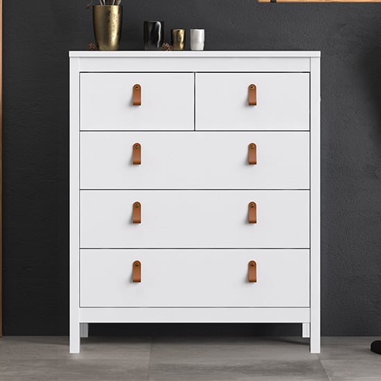 Product photograph of Barcila Chest Of Drawers In White With 5 Drawers from Furniture in Fashion