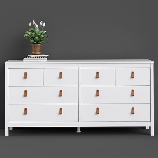 Photo of Barcila large chest of drawers in white with 8 drawers