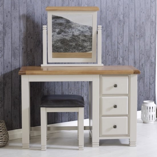 Barista Wooden Dressing Table And Mirror With Stool In Grey | Furniture ...