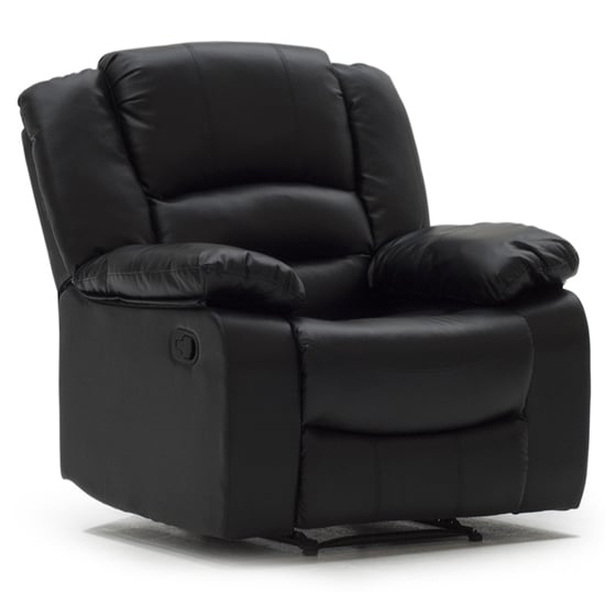 Product photograph of Barletta Upholstered Recliner Leather Armchair In Black from Furniture in Fashion