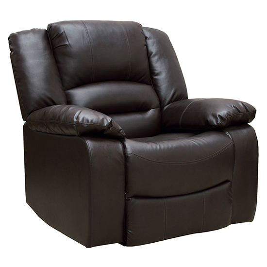 Product photograph of Barletta Upholstered Recliner Leather Armchair In Brown from Furniture in Fashion