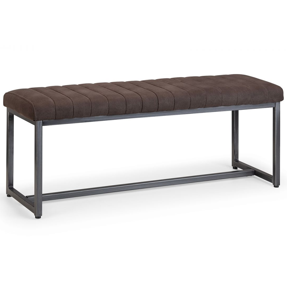 Barras Fabric Dining Bench In Charcoal Grey