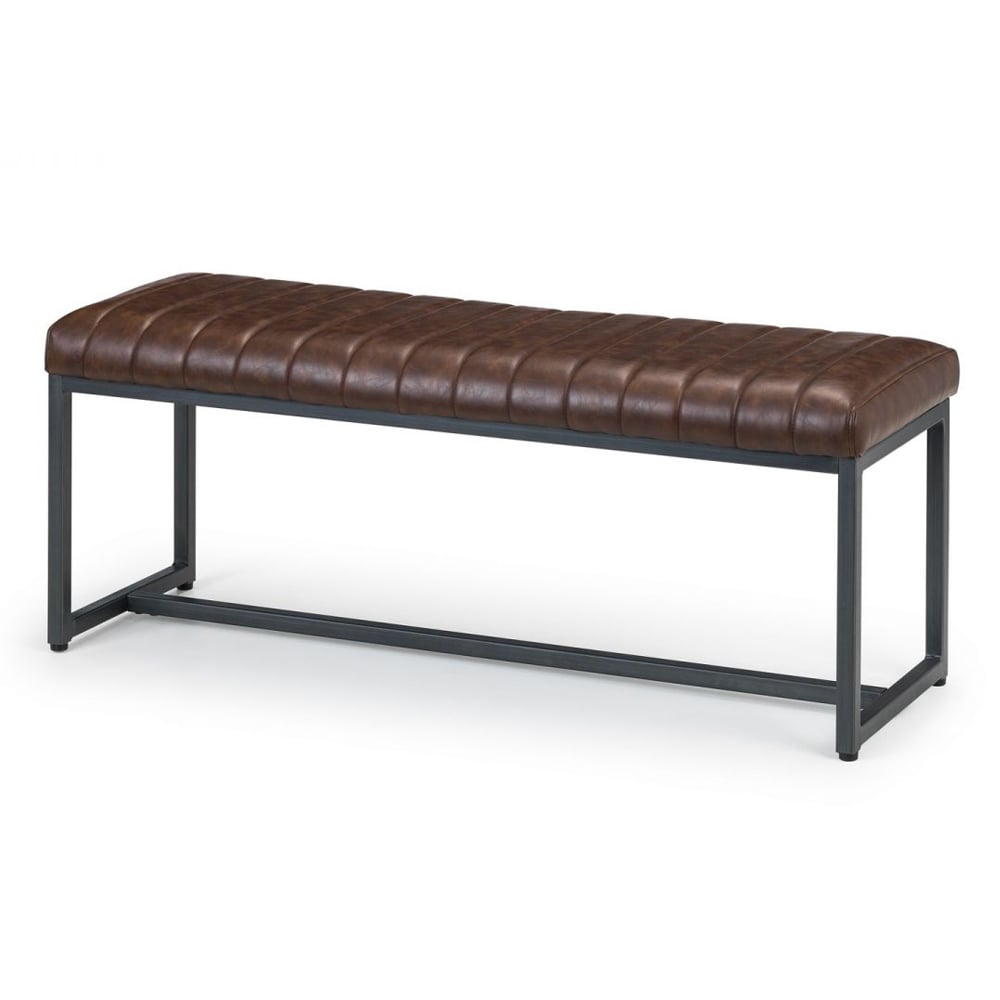 Product photograph of Barras Faux Leather Dining Bench In Brown from Furniture in Fashion